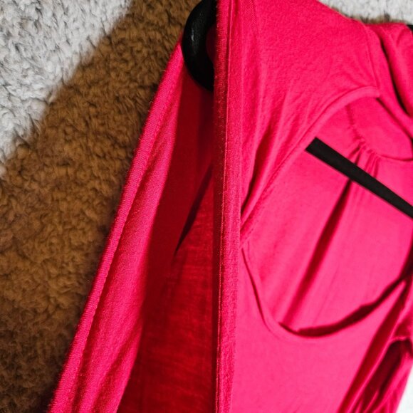 Monaco Red Long-Sleeve Open-Back Mini Dress With Mock Neck & Pleated Details - Picture 4 of 9